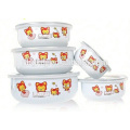 5pcs korean bowl design enamel ice bowl /salad with PE lid